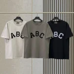 New Men Essentials Summer T-shirt ABC Flocking Short Sleeve