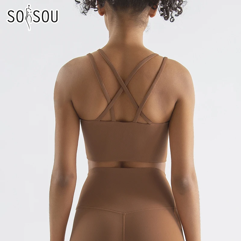 SOISOU-New-Nylon-Top-Women-Sports-Bra-Yoga-Gym-Fitness-Bras-For-Women-Elastic-Sexy-Cross-2