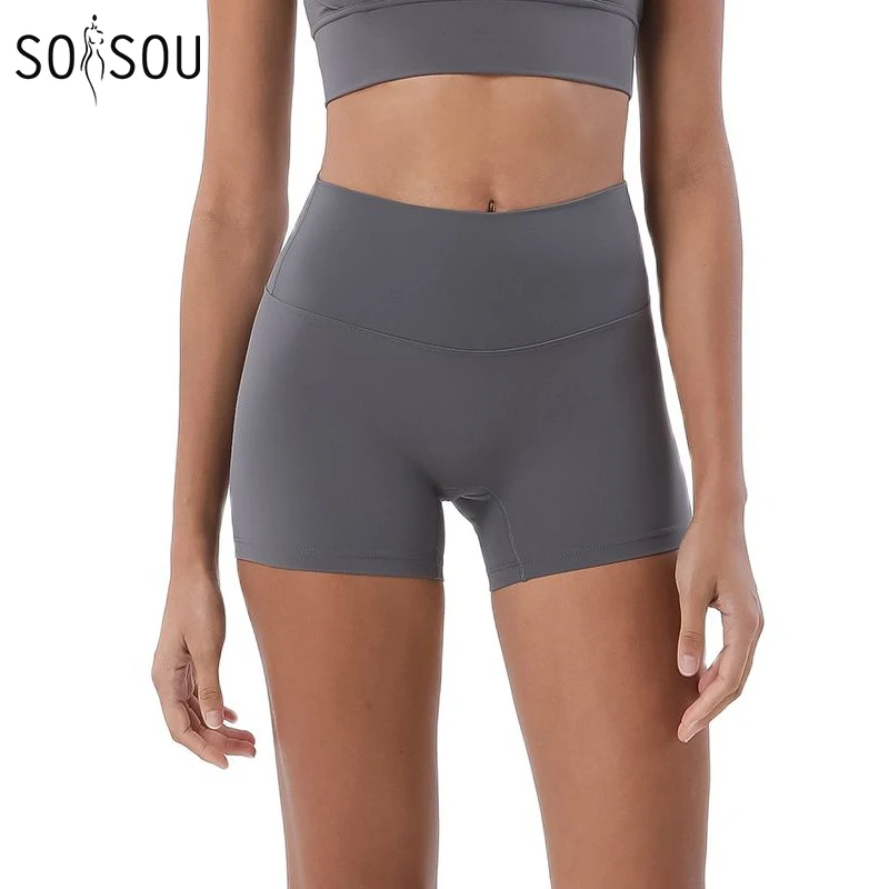 SOISOU-Nylon-Shorts-Gym-Yoga-Sports-Women-s-Cycling-Shorts-High-Waist-Elastic-Tight-Breathable-No