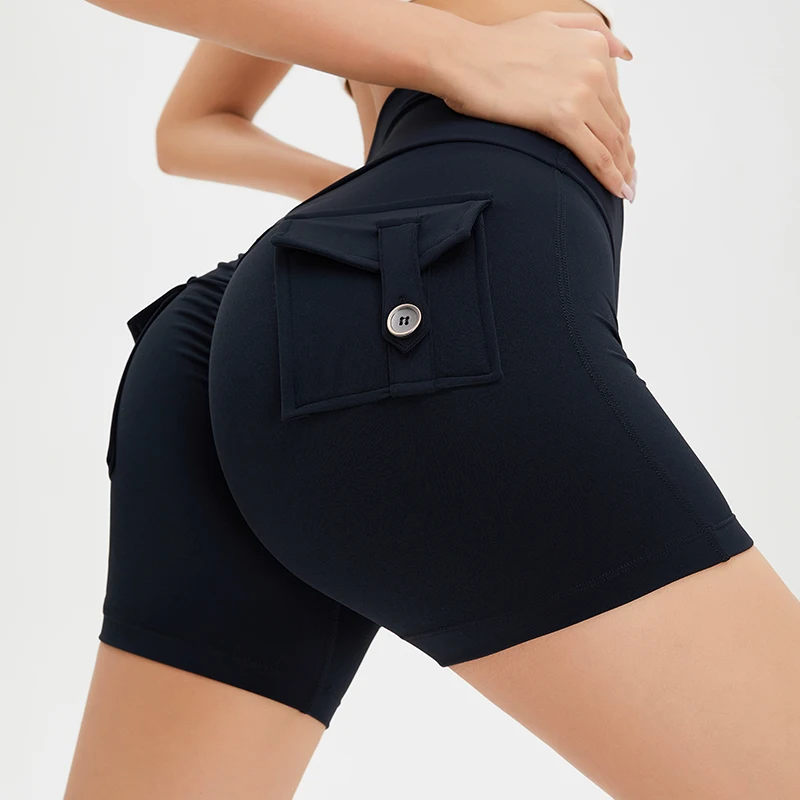 SOISOU-Tight-Women-s-Shorts-Sexy-Cycling-Shorts-Elastic-High-Waist-Shorts-Back-Pockets-Breathable-Sport-2
