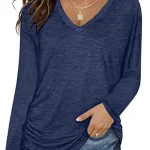 Women Long Sleeve Lightweight Sweatshirt V-neck Ruffled T-shirt Tops