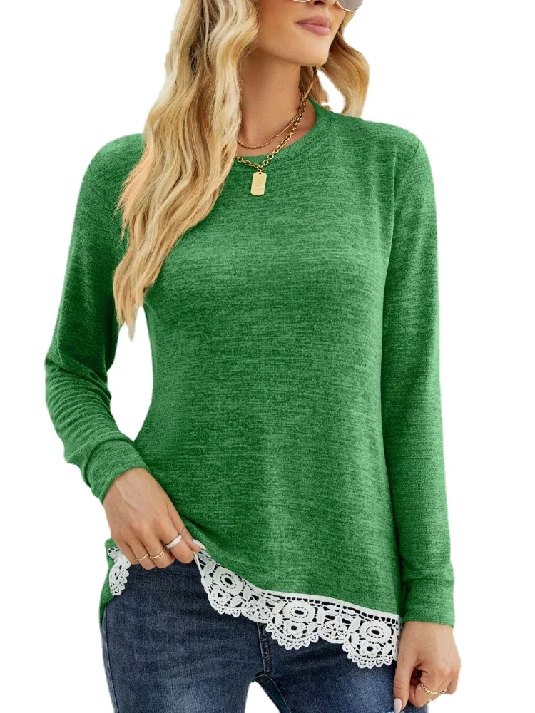 Women-Long-Sleeve-Solid-Lace-Patch-Lightweight-Pockets-Sweatshirt-1