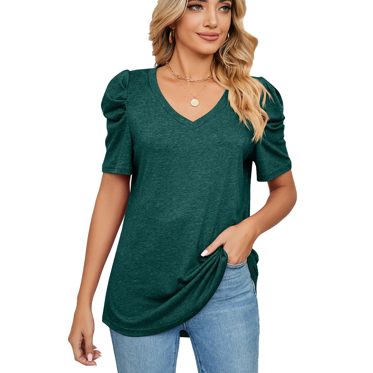 Women-Short-Sleeve-V-Neck-T-Shirt-Tops
