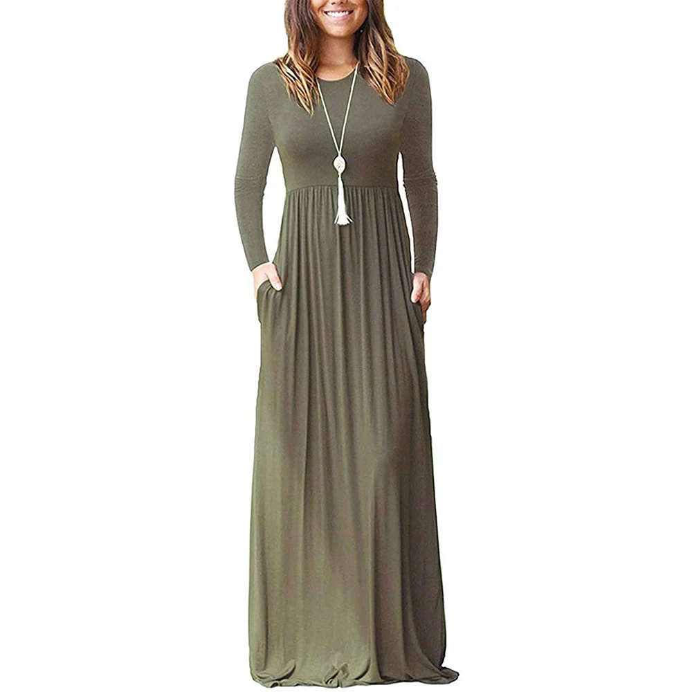Women-s-Long-Sleeve-Round-Neck-Loose-Plain-Empire-Waist-Pleated-Maxi-Casual-Long-Dresses-with-2