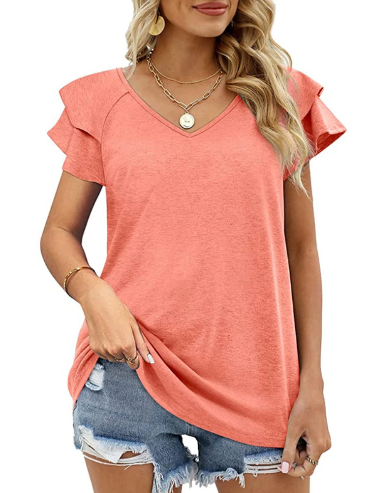 Womens-Ruffle-Short-Sleeve-Solid-V-Neck-T-Shirts-Casual-Loose-Tops-for-Summer-3