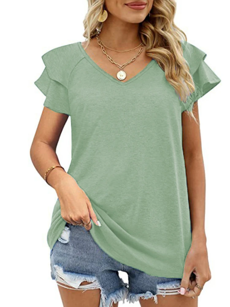 Womens-Ruffle-Short-Sleeve-Solid-V-Neck-T-Shirts-Casual-Loose-Tops-for-Summer-4